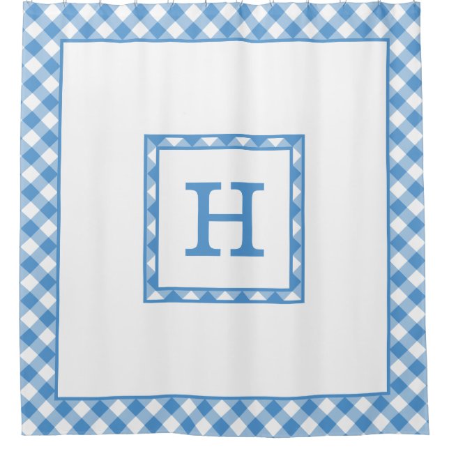 Monogram Light Blue White Buffalo Check Border (Front)