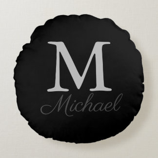 Monogram light fog  round pillow