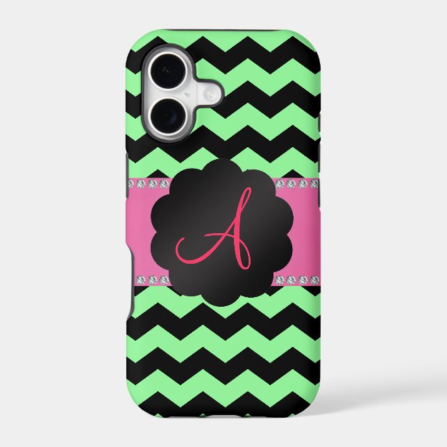 Monogram light green black chevrons (Back)