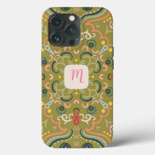 Monogram Light Green & Colourful iPhone 13 Pro Case