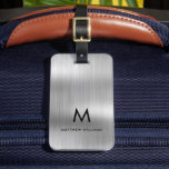 Monogram Light Grey Faux Metal Steel Styled Custom Luggage Tag<br><div class="desc">Monogram Light Grey Faux Metal Steel Styled Custom Luggage Tag</div>