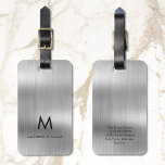 Monogram Light Grey Faux Metal Steel Styled Custom Luggage Tag<br><div class="desc">Monogram Light Grey Faux Metal Steel Styled Custom Luggage Tag</div>