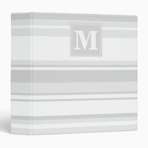 Monogram light grey stripes binder