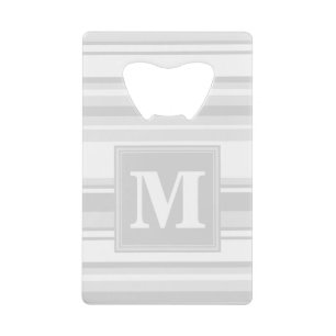 Monogram light grey stripes credit card bottle opener