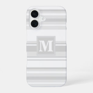 Monogram light grey stripes iPhone 16 case
