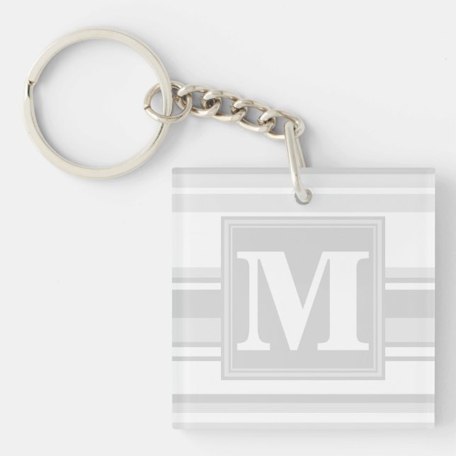 Monogram light grey stripes keychain (Front)