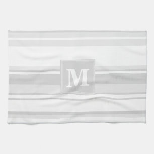 Monogram light grey stripes kitchen towel