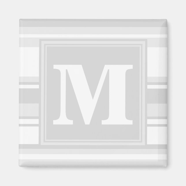 Monogram light grey stripes magnet (Front)
