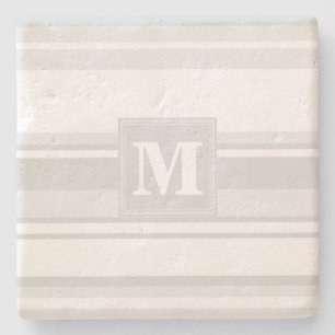 Monogram light grey stripes stone coaster