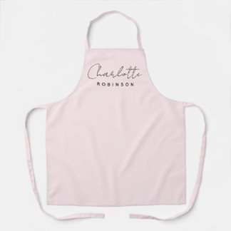 Monogram Light Pink Modern Minimalist Elegant Apron