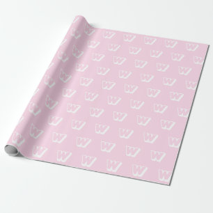 Monogram light pink white custom initial pattern wrapping paper
