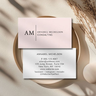 Monogram Lightpink Business Card