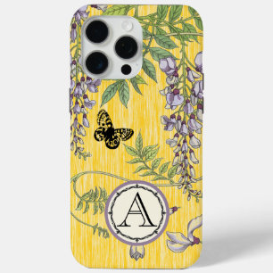 Monogram Lilac and Yellow Vintage Floral iphone 15 Pro Max Case