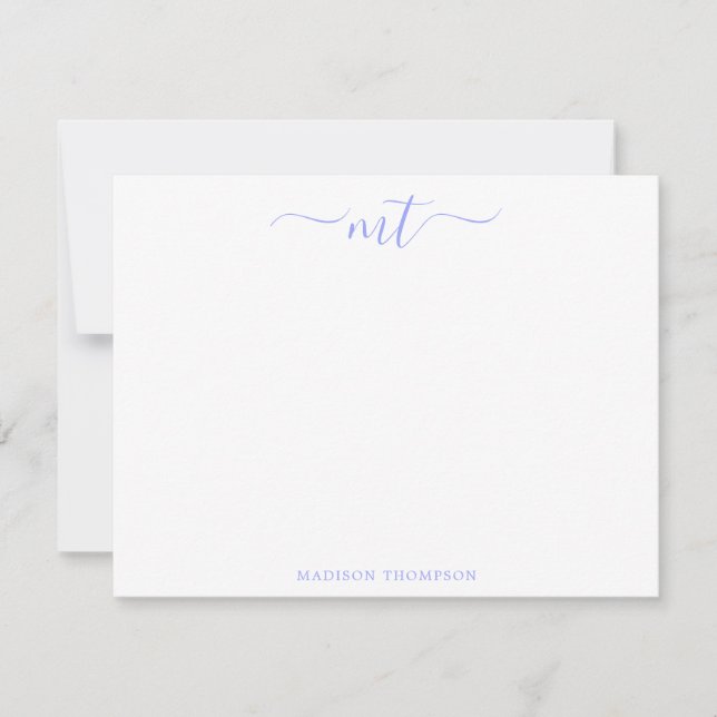 Monogram Lilac Lavender Personalized Stationery Card (Front)