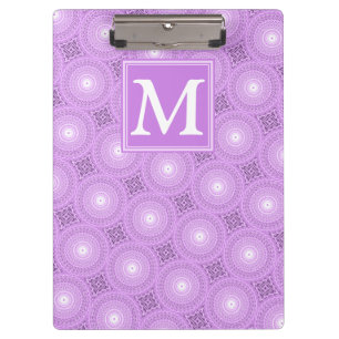 Monogram lilac purple circles pattern clipboard