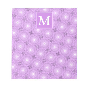 Monogram lilac purple circles pattern notepad