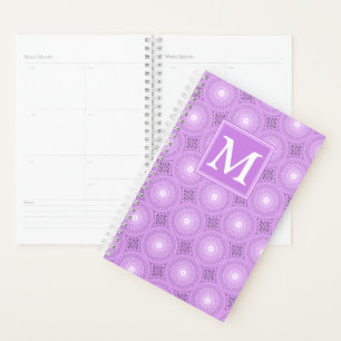 Monogram lilac purple circles pattern planner