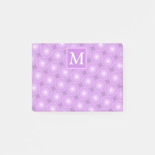 Monogram lilac purple circles pattern post-it notes