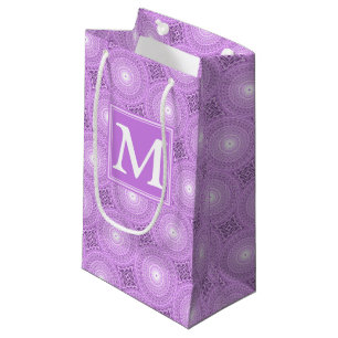 Monogram lilac purple circles pattern small gift bag