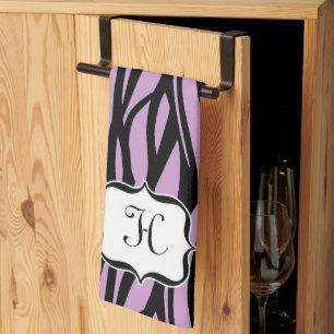 Monogram Lilac Purple Zebra Print Serviette de cui