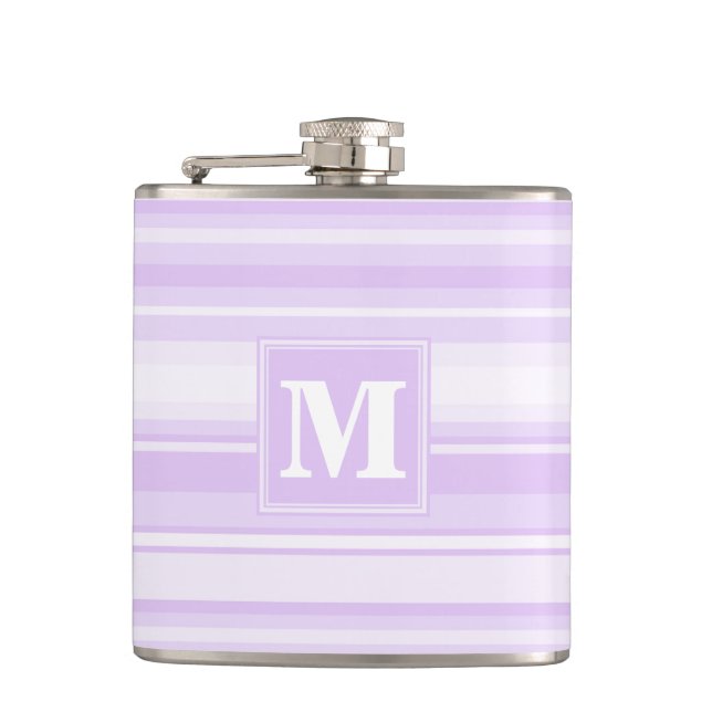 Monogram lilac stripes hip flask (Front)
