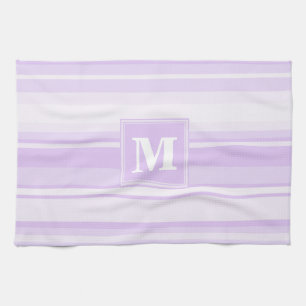 Monogram lilac stripes kitchen towel