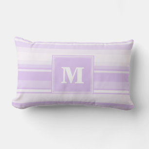 Monogram lilac stripes lumbar pillow