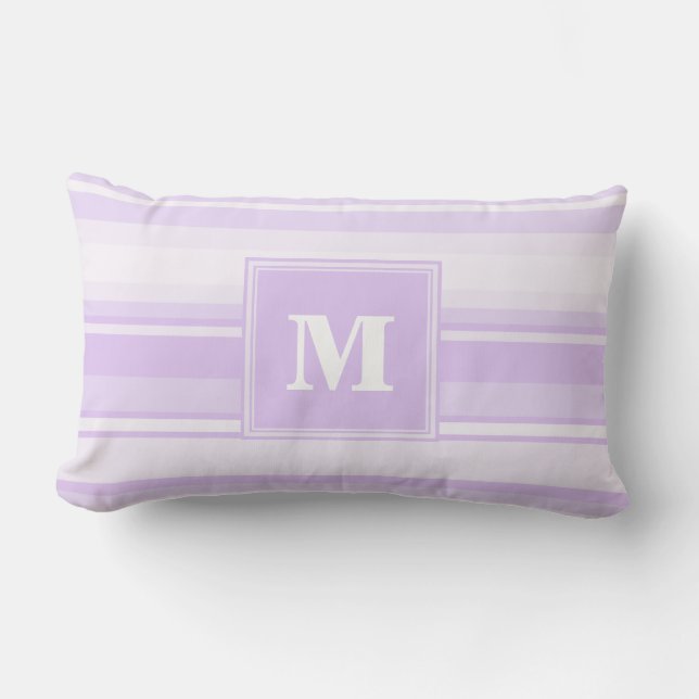 Monogram lilac stripes lumbar pillow (Front)