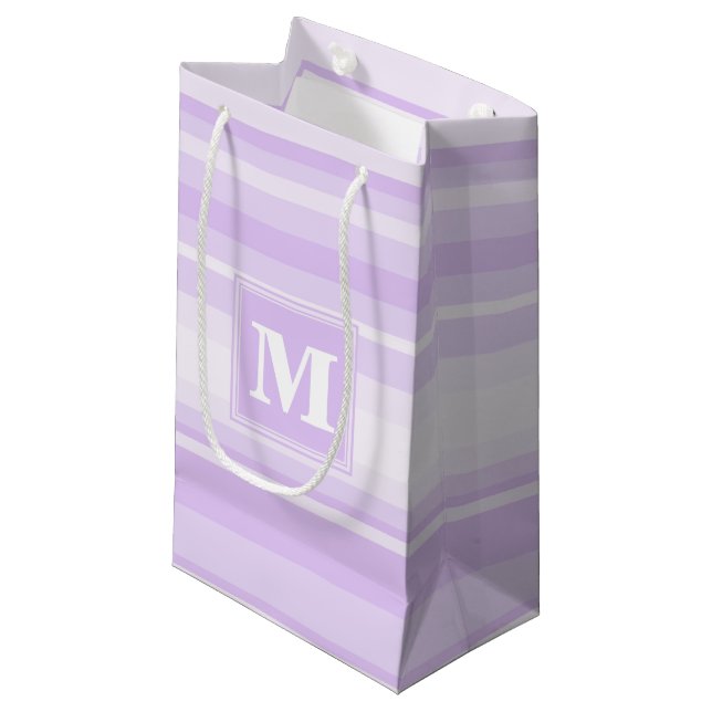 Monogram lilac stripes small gift bag (Front Angled)