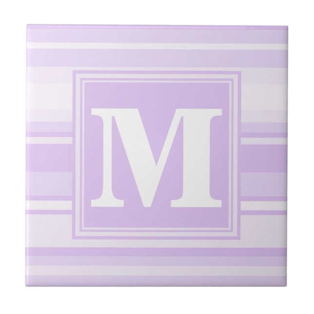Monogram lilac stripes tile (Front)