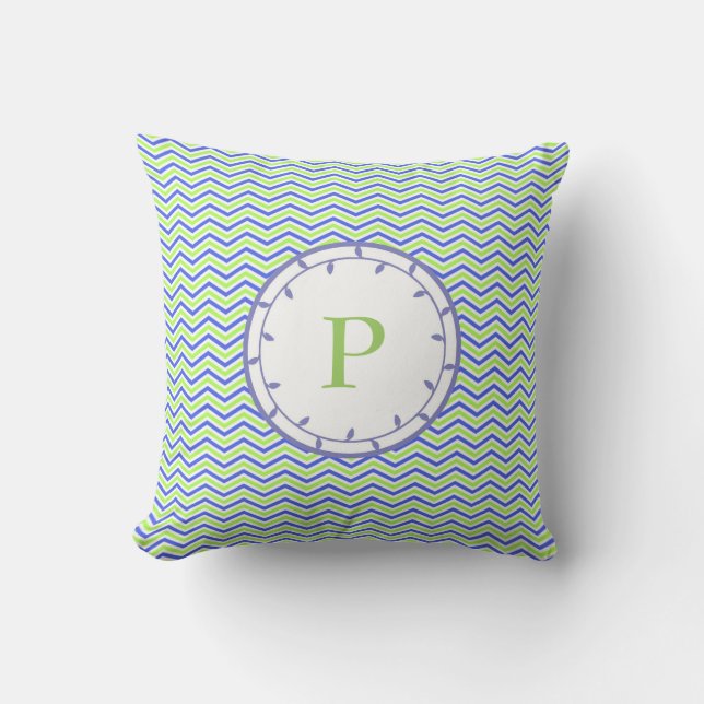 Monogram Lime and Lilac Throw Pilow Template Pillow (Front)
