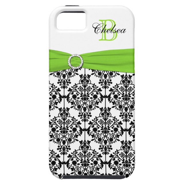 Monogram Lime Black White Damask iPhone 5 Vibe Case-Mate iPhone Case (Back)