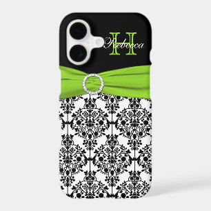 Monogram Lime Black White Damask iPhone 7 Case