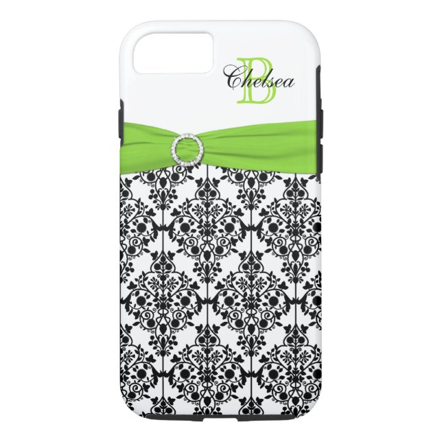 Monogram Lime Black White Damask iPhone 7 Case (Back)