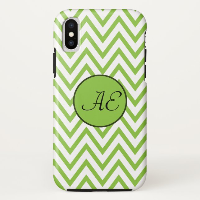 Monogram Lime Green Chevron Modern Case-Mate iPhone Case (Back)