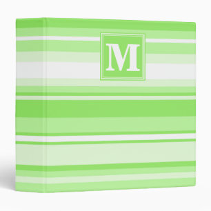 Monogram lime green stripes binder