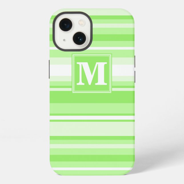 Monogram lime green stripes Case-Mate iPhone case (Back)