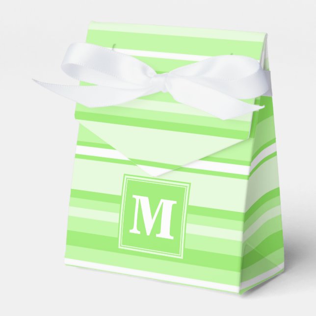 Monogram lime green stripes favor box (Front Side)