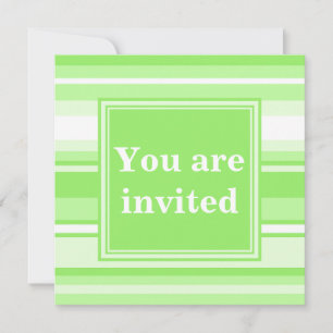 Monogram lime green stripes invitation