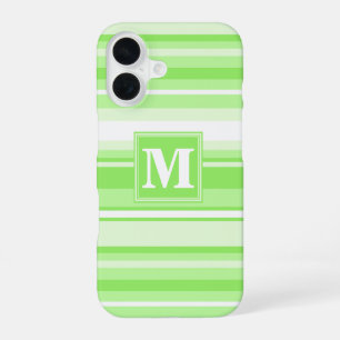 Monogram lime green stripes iPhone 16 case