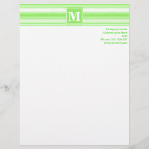 Monogram lime green stripes letterhead
