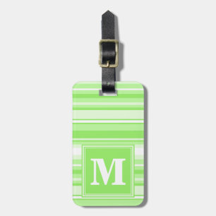 Monogram lime green stripes luggage tag