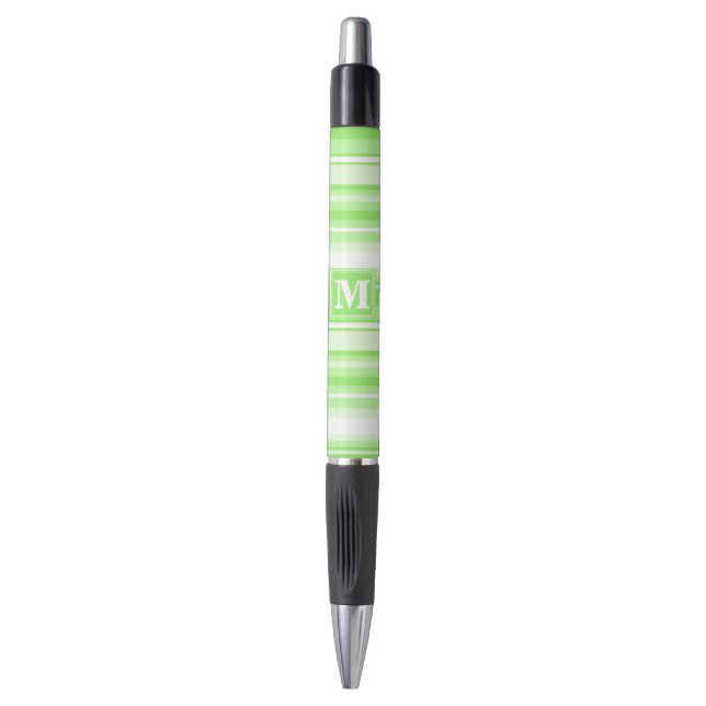 Monogram lime green stripes pen (Front Vertical)