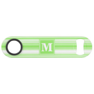 Monogram lime green stripes speed bottle opener