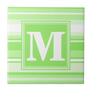 Monogram lime green stripes tile