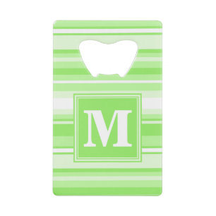 Monogram lime green stripes wallet bottle opener