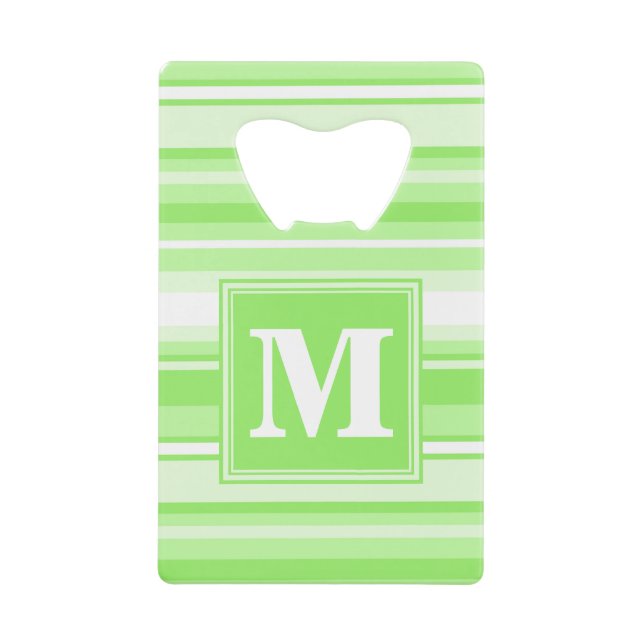 Monogram lime green stripes wallet bottle opener (Front)