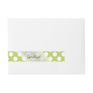 Monogram Lime Green White Trendy Polka Dot Pattern Wraparound Address Label
