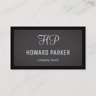 Monogram   Lined Pattern   Border (black) Business Card