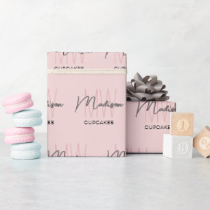 Monogram Logo Bakery Pink Wrapping Paper